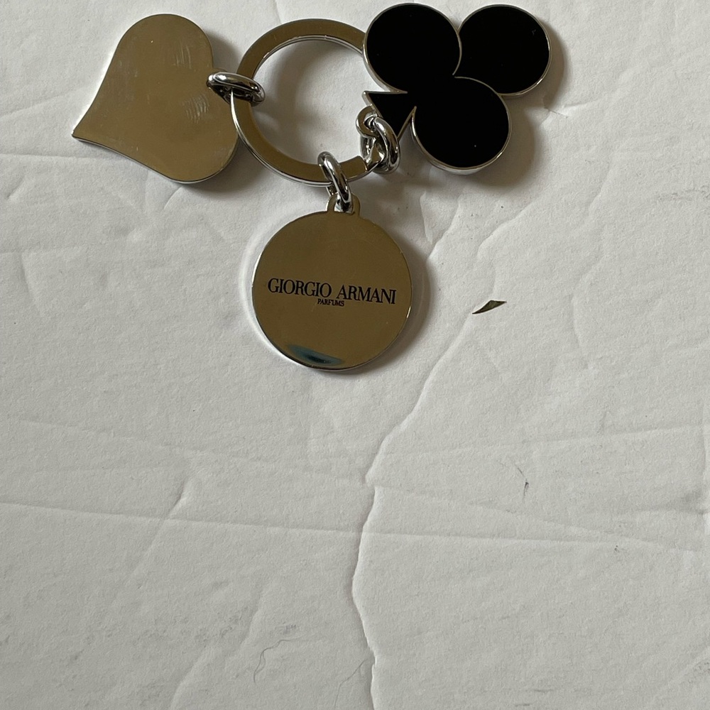 Giorgio Armani Black and Silver Charm Keychain
